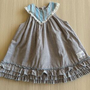WOLF Well Dressed Wolf Blue Rosie Dress 3T Vintage Style Cottagecore Ruffle